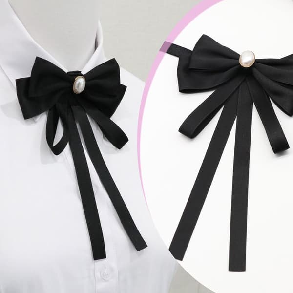 Sorte butterfly til kvinder Clip On slips gallafest bryllupsceremoni sort, hvid - Black,white