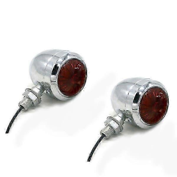 4 stk. krom motorcykel blinklys LED motorlampe pære til Cafe sølv silver