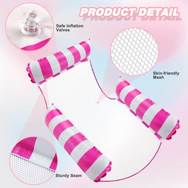 Pool Float Vattenhängmatta, Simbassäng Flytande Stol rosa pink