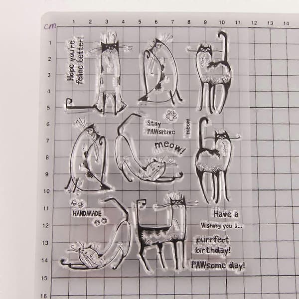 Sød kat silikone klar stempel forsegling DIY scrapbog prægning album indretning håndværk