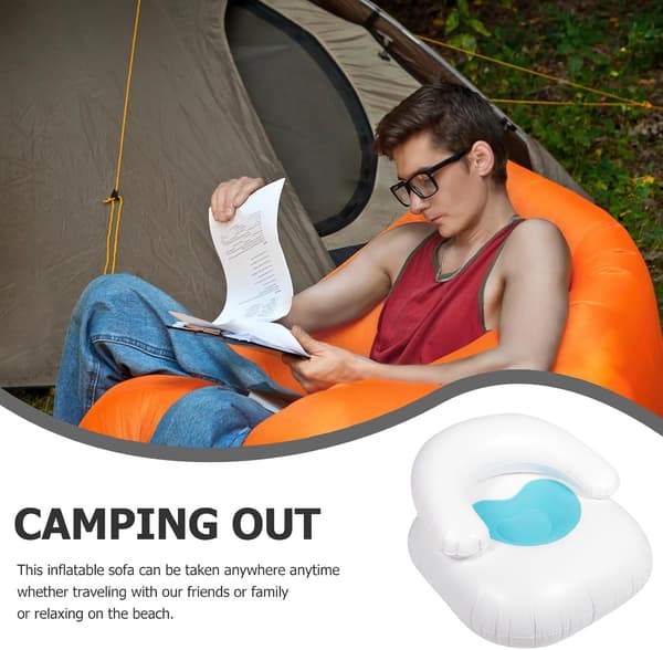 Foldable Inflatable Sofa Bed with Integrated Backrest, Suitable for Indoor and Outdoor Use, 91 x 91 x 50 cm