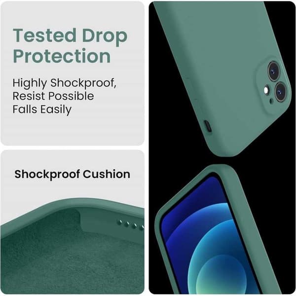 Kompatibel iPhone 12 Mini Gummibelagt Mat Grøn Etui Kamerabeskyttelse Flydende - Grøn
