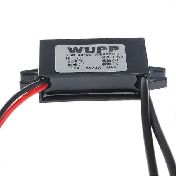 DC/DC-omformer 12V til 5V Strømadapter 3A 15W USB Bilkobling Lademodul