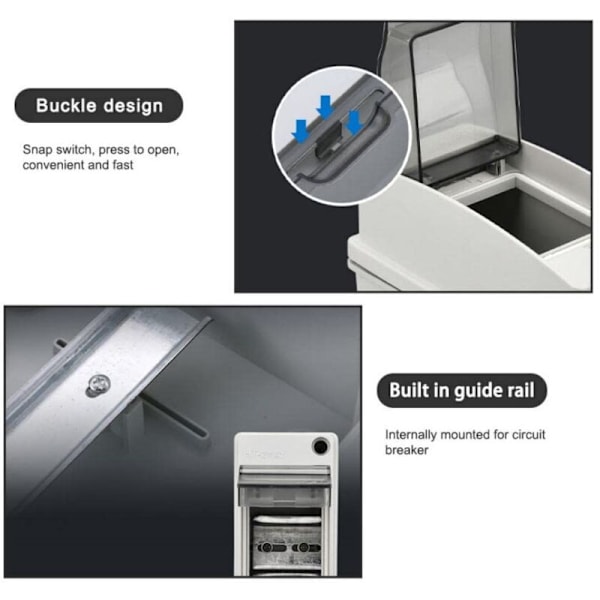IP65 Outdoor Waterproof Electrical Box, 2 Modules, ABS Plastic Surface, Outdoor Electrical Waterproof Enclosure Box, Control Cabinet, Modular Junction