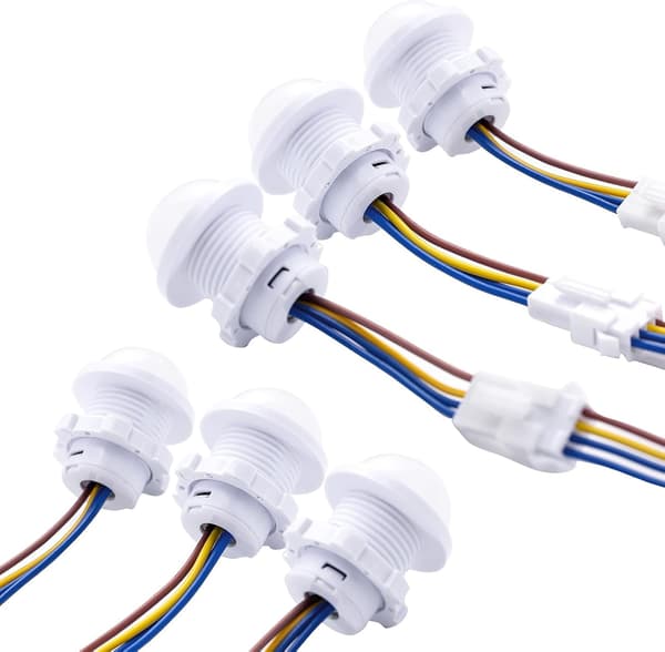 6-pak bevægelsessensor lyskontakt 85-265V 40W, PIR væg-/loftmontering -