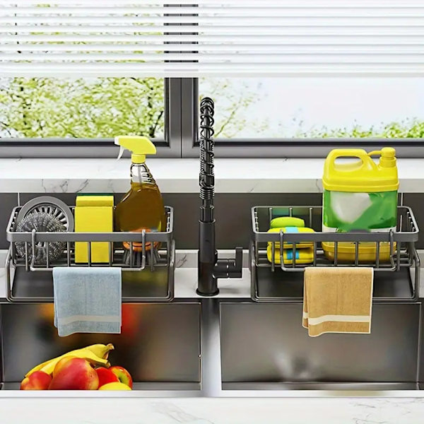 Multifunctional Countertop Draining Storage Rack Heavy Duty Durable Draining Rack for Bathroom Kitchen Grey Grey