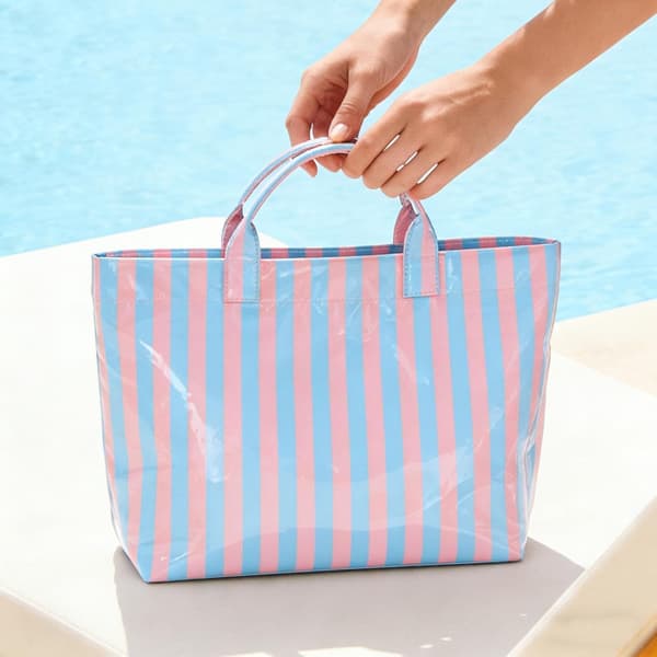 stripete tote bag stor vanntett rom med blå - Blau