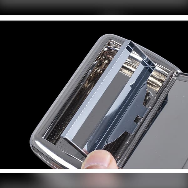 Stainless Steel Tobacco Tin with Paper Holder (Checkered Pattern) - Portable & Airtight