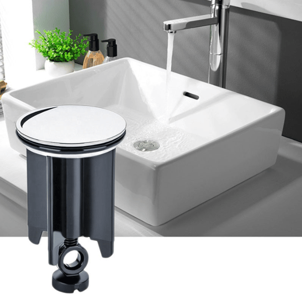 Hvitt sett med 2 universelle vaskepropper 40 mm - Forkrommet messingvask