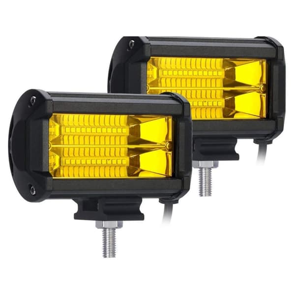 2X 5 Tommer 72W LED Arbeidslys Vanntett Off Road Pod Tåkelys Gule Lamper for Lastebiler ATV UTV Bo