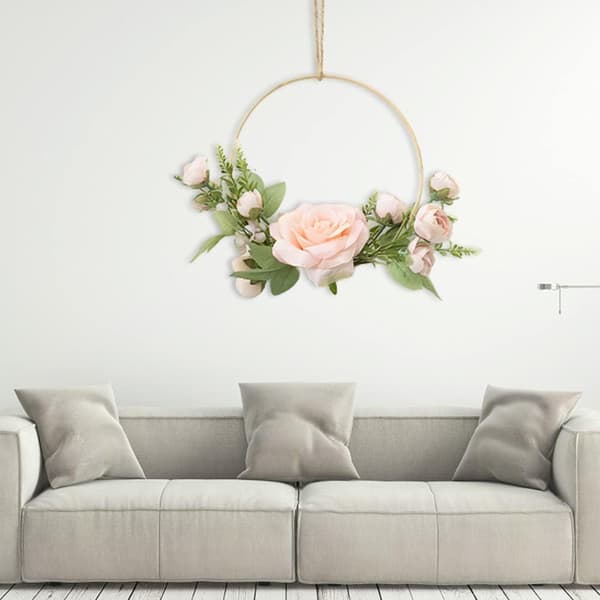 Guldkrans med blomster, 19 cm kunstig vægdekoration