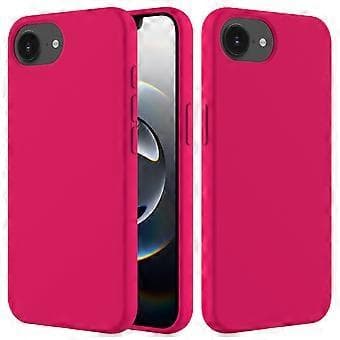 For iPhone 16e Deksel Støtsikker Flytende Silikon Mykt Fôr Bakside Telefondeksel - Rosa Rose