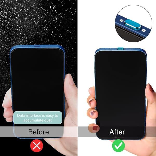 (Dark Blue) 4 Dust Plugs Compatible with iPhone 11, 12 Dust Plug Charging Port Protector Compatible with iPhone 11, 12, Pro, Max/X/XS/XR, 7, 8 Plus, iPad Mini/Air