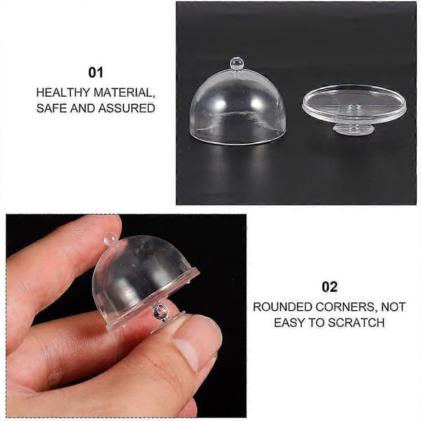 12 st Mini Cake Stands with Lids Miniature Muffin Stand Dome Cover Dollhouse Cake Display Stand