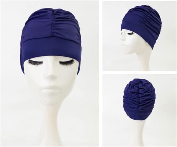 Plissert badehette for damer, badehette for langt hår, superelastisk badehette, strand- og surfhette, komfortabel dusjhette, turbanhette