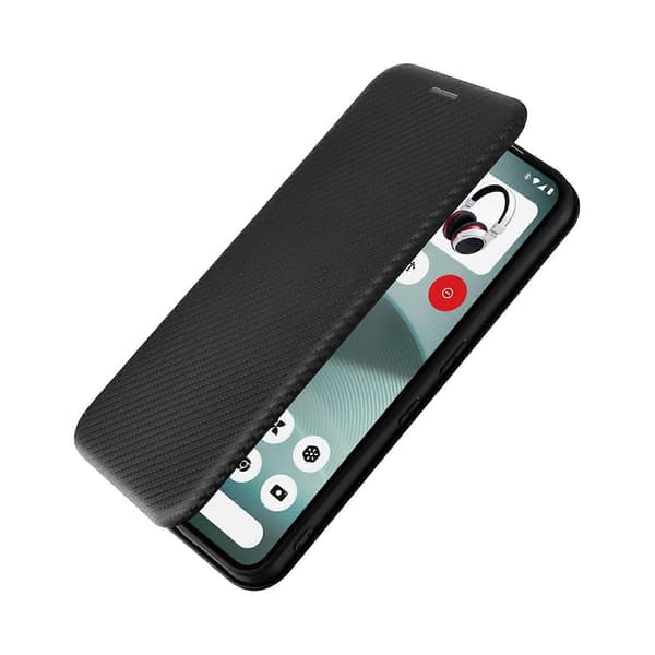 TKdaddy Cover til Nothing Phone (3) 5G Kulfibertekstur Faldsikkert PU Læder Telefoncover Sort