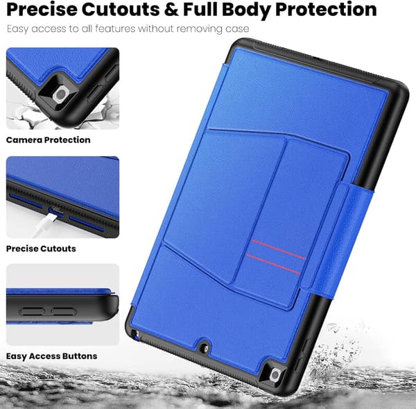 Suitable for iPad 9th/8th/7th Generation 10.2-inch Protective Case, Anti-drop Protective Case, with Pen Holder and Card Slot Blue Blue