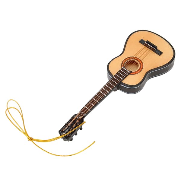 Gitarrmodell Naturtrogen Dekorativ Tre Miniatyr Gitarprydnad for Juletre Stue Studierom