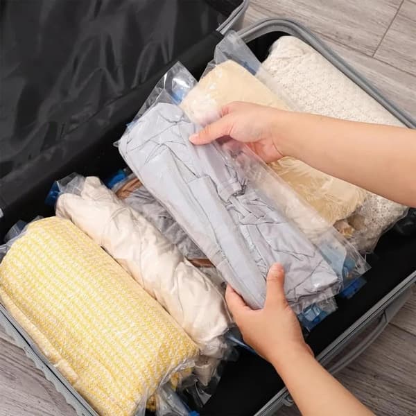 Vacuum bags for clothes, 10-pack, 60x40cm reusable, for moving, duvets & bedding, no pump