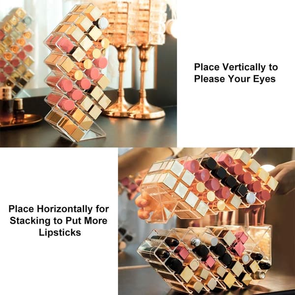 Læbestift Organizer og Opbevaring, Akryl Læbestift Holder Lip Gloss Tårn Transparent Kosmetisk Display, 28 Rum Makeup Organizer til Badeværelsesmøbler