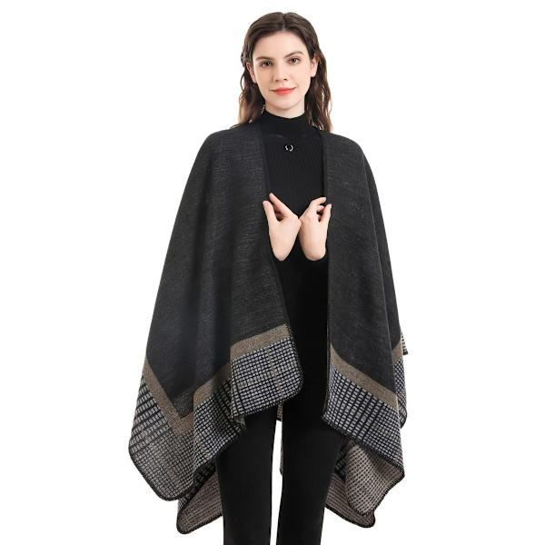 Poncho Dame Vinter Varm Elegant Julegave