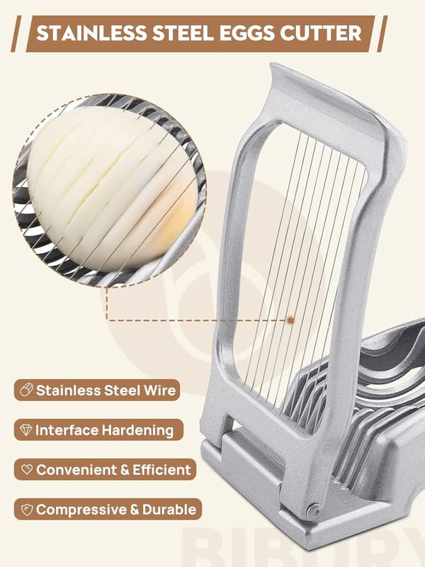 Upgraded Egg Slicer, Egg Slicer for Hard Boiled Eggs, Egg Strawberry Mushroom Soft Fruit, Dishwasher Safe and Easy to Clean