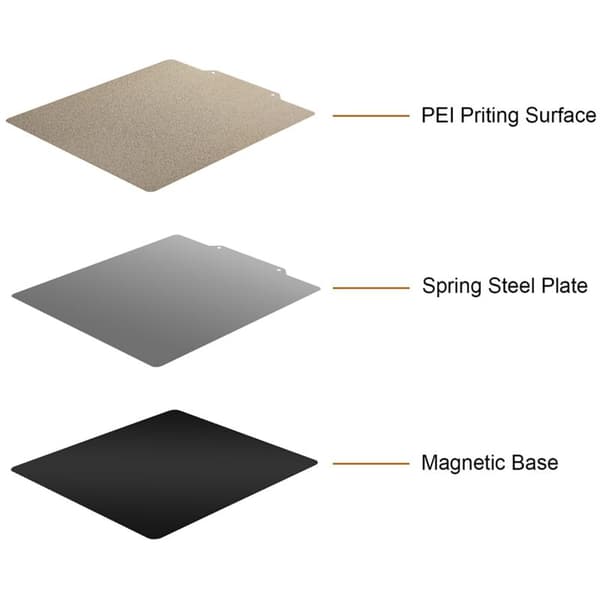 Fleksibel stålplade med PEI-overflade og magnetisk bundplade med lim 235 x 235 mm til 3 Pro, V2, 3D-printer