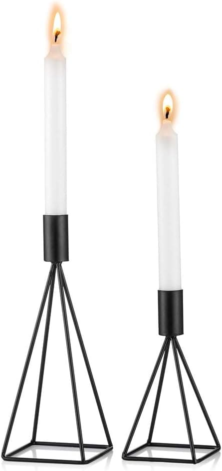 2 Lysestager Kandelabre i Sort Geometrisk Metal C