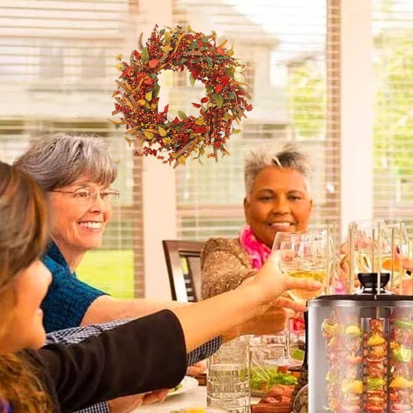 Efterårskranse til hoveddør, efterårsdekoration, hoveddør til Thanksgiving, kunstig ahornblad-dørkrans