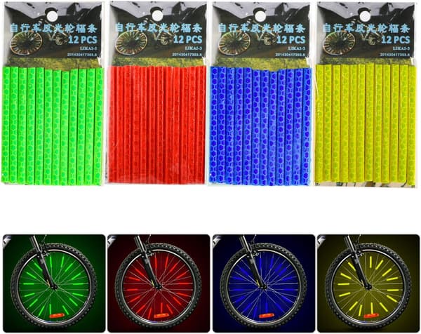 Sykkel Eiker Reflektor, 4/48-pakning (12 x Blå + 12 x Grønn)