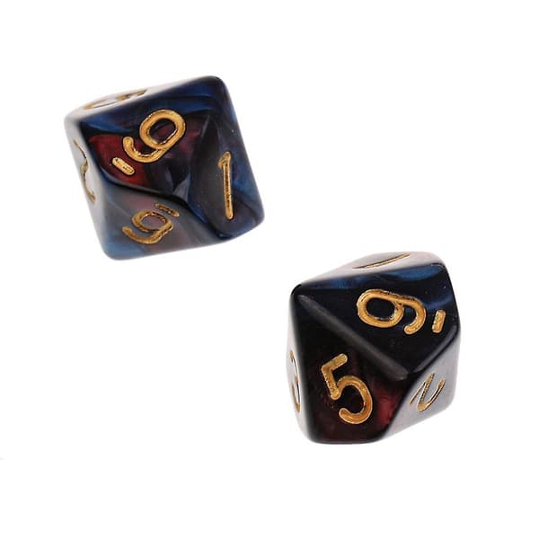 10 stk 10-sidige terninger D10 polyhedrale terninger for Dungeons and Dragons brettspill rød blå