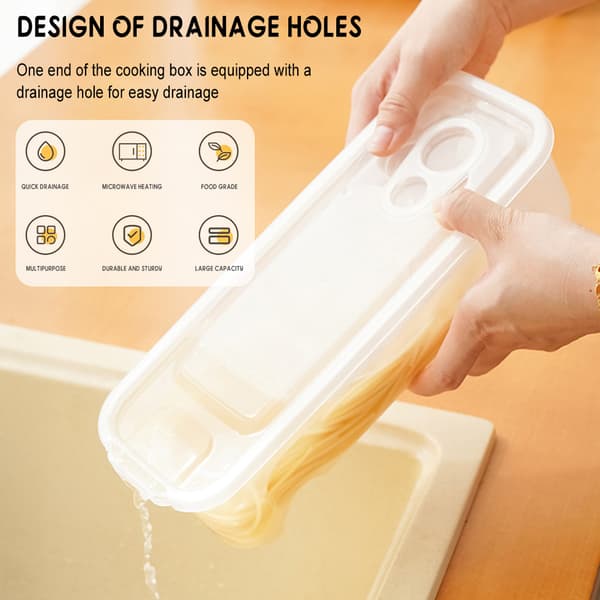 Microwave Pasta Cooker with Drain Hole Multifunctional Kitchen Pasta Storage Box Transparent Transparent