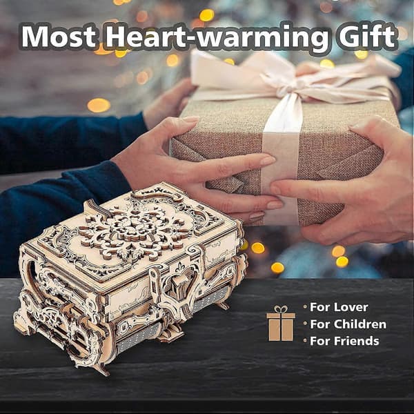 3D Wooden Puzzle Decorative Box Handmade Treasure Storage Box With Secret Compartment Wood