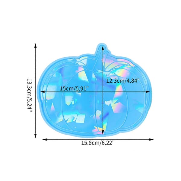 Pumpkin Resin Mold Holographic Coaster Silicone Mold Halloween Rainbow Cup Mat Epoxy Casting Mold Home Decorations Clear Clear