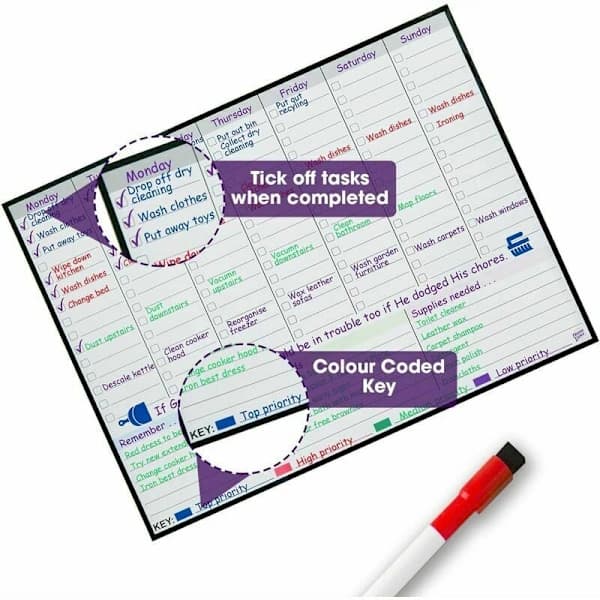 Fleksibelt magnetisk gjøremålsdiagram, tilpassbart magnetisk ukeplanleggerbrett, ultrafine penner for enkel rengjøring_yux