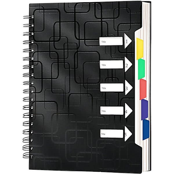 Spiral Notebook for Work, 120 Pages, Spiral Bound Notebook, Lined with Tabs, A5 Size