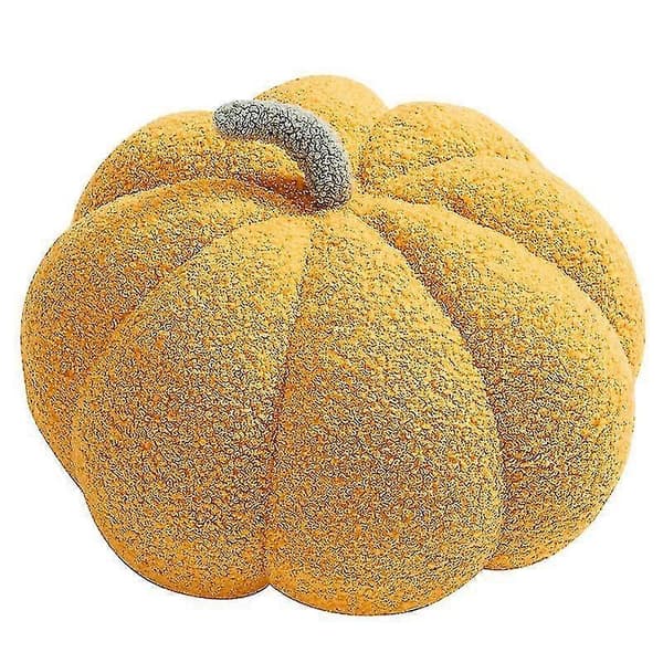 Fyldt græskar fluffy græskar plyslegetøj holdbare Halloween græskar dekorativ sofapude bløde græskar legetøj gave (gul)