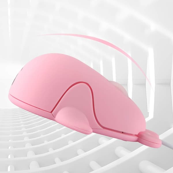 Kablet mus, sød dyreformet delfin USB kablet optisk mus til stationær PC bærbar computer, 3 knapper Pink 2