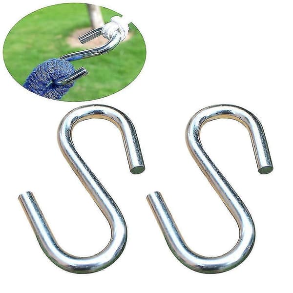 2 Heavy Duty Metal S-Hooks Extra Thick Hammock S-Shaped Hooks for Outdoor Hammock