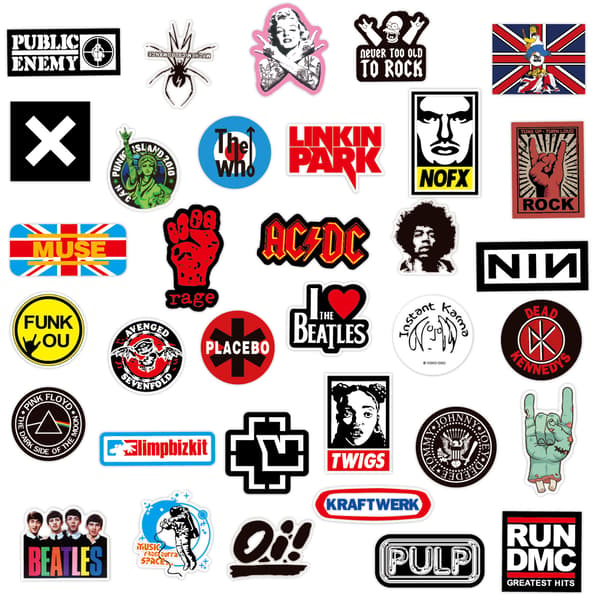 200 banddekaler, rock and roll-musikdekaler, punkrock