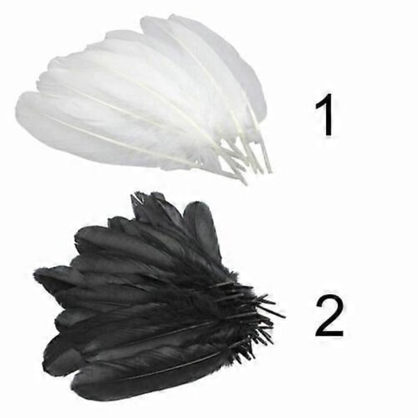 50x 15-20cm Kunstige Store Gåsefjer DIY Kunst Håndlavede Fjerhåndværk Dekor Black