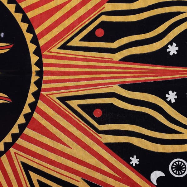 Sol Måne Hippie Mandala Brennende Sol Psykedelisk Gobelin Oransje
