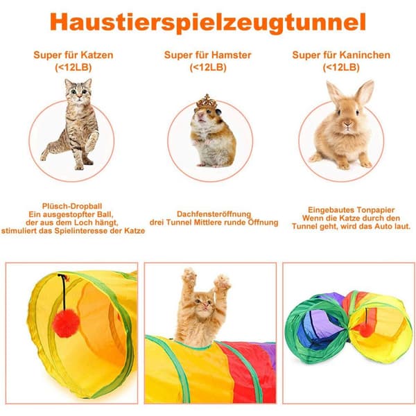 Dyreaktivitetslegetøj sammenklappelig tunnel katte tunnel kat legetøj