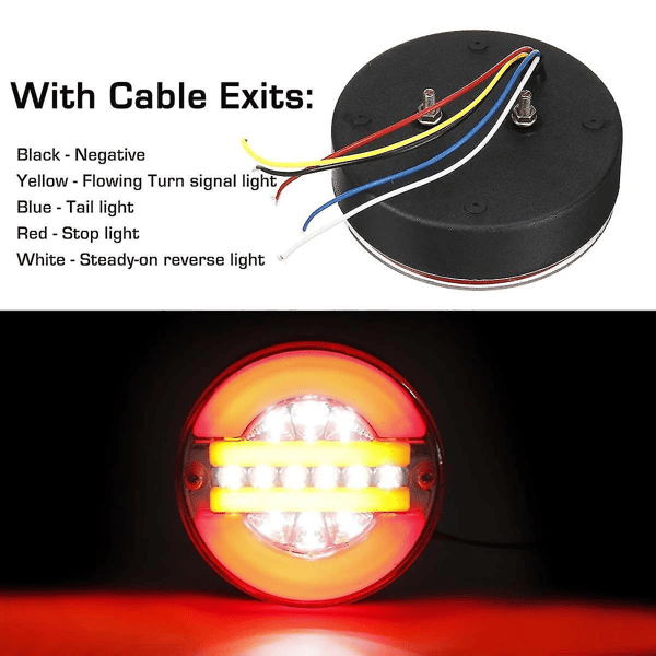 4-tommer dynamisk baglygte til trailer 24v LED lastbilbremselys LED R