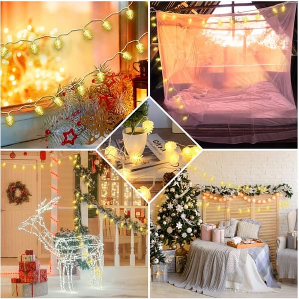 Pine Cone String Lights, 6M 40 LED String Lights USB LED String Lights for Indoor/Outdoor/Festival/Christmas/Garden/Wedding