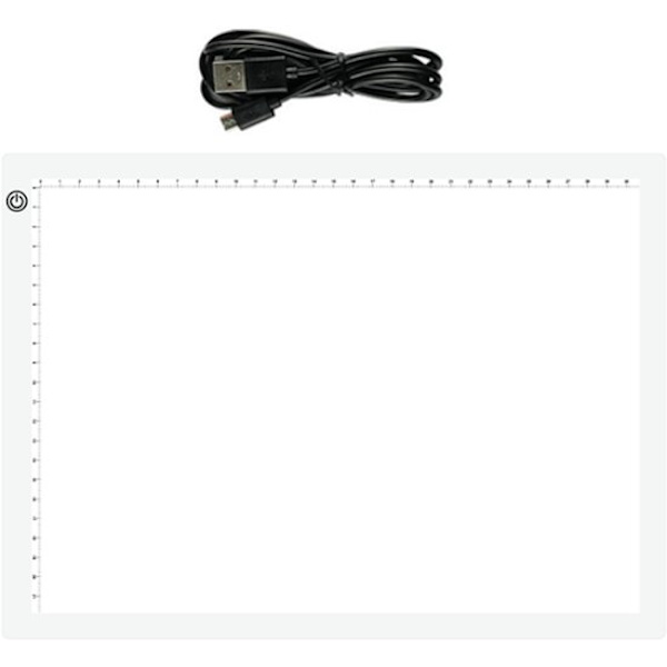 A4 LED-lysboks til tegning - 3 lysstyrkeniveauer - Lysboks / lysplade til tegnebord