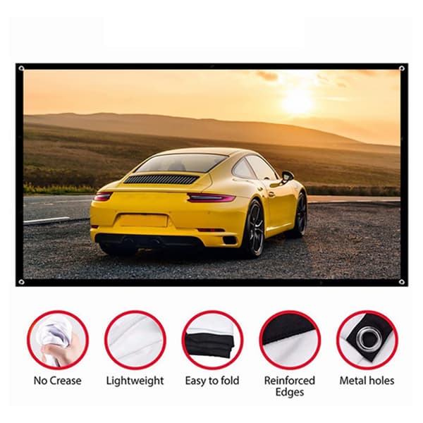16:9 Portable HD Projector Screen Foldable Projection Curtain Polyester for Home Office 60 inch