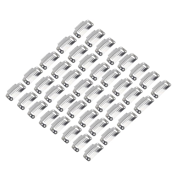 40 stk. parykklemmer i rustfrit stål DIY 9-tands snapkam hårforlængerclips tilbehør 1,3 tommer sølv