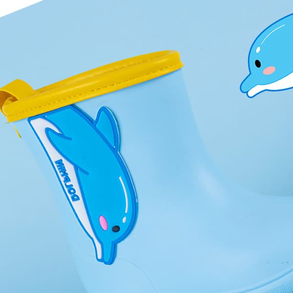 Rain Boot Cute Cartoon Pattern Mid-Calf Comfortable Rain Shoe for Kids Light Blue 150mm