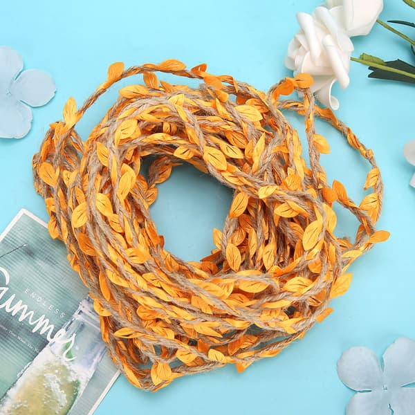 10 Meter Artificial Leaf Ribbon Braided Garland Weaving Hemp Rope Bouquet DIY Accessories Mandarin